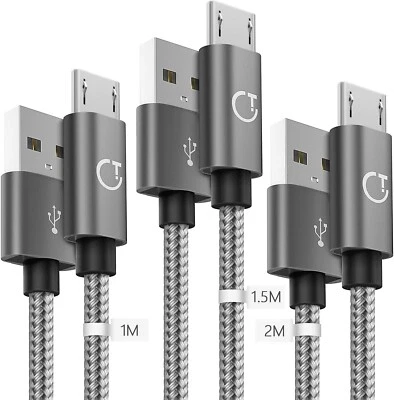 Câble Micro USB 1m/1.5m/2m Gritin Cable Cordon Nylon Tressé Chargeur RAPIDE