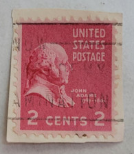 United States Postage Stamp ~ John Quincy Adams ~ 2₵ Red ~ Posted ~ c.1938 - 068