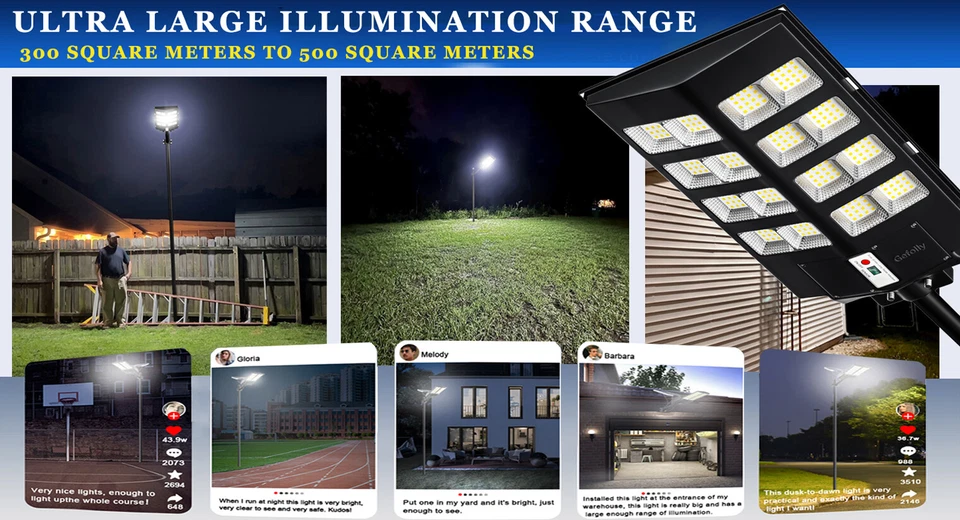 9999999999900LM Commercial Solar Street Lights Outdoor Dusk to Dawn Super Bright - Image 4 of 4
