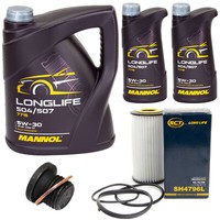 MotoröL Set Mannol 5W30 7 Liter + ÖLfilter + Schraube FüR Audi Q7 3.0 TDI 4MB
