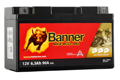 Motorradbatterie 6,5Ah Banner Bike Bull GEL 50601 12V 90A GT7B-4 Gelbatterie