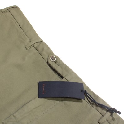 Zanella NWT Chinos / Casual Pants Size 38 US Parker In Solid Green Cotton Blend
