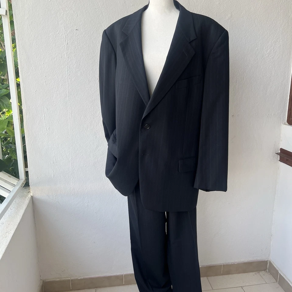 Valentino Garavani Uomo Line Suit Men’s Sz 46 Navy Virgin Wool Tailored Luxury - Image 2 of 4