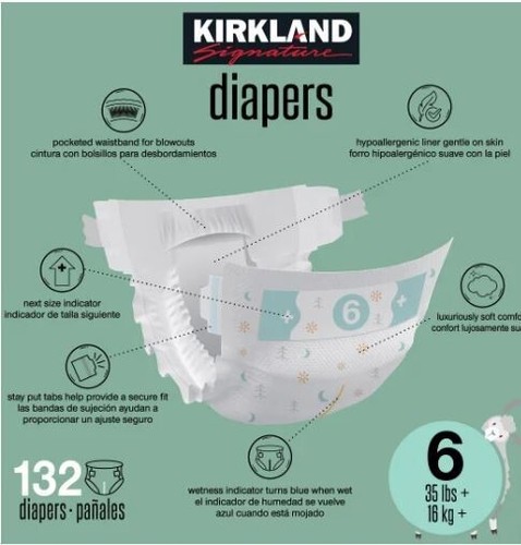 Kirkland Signature Windeln Größen 1-6, weich saugfähig, Pflanzenbasis ~ kostenloser Versand! - Bild 12 von 53