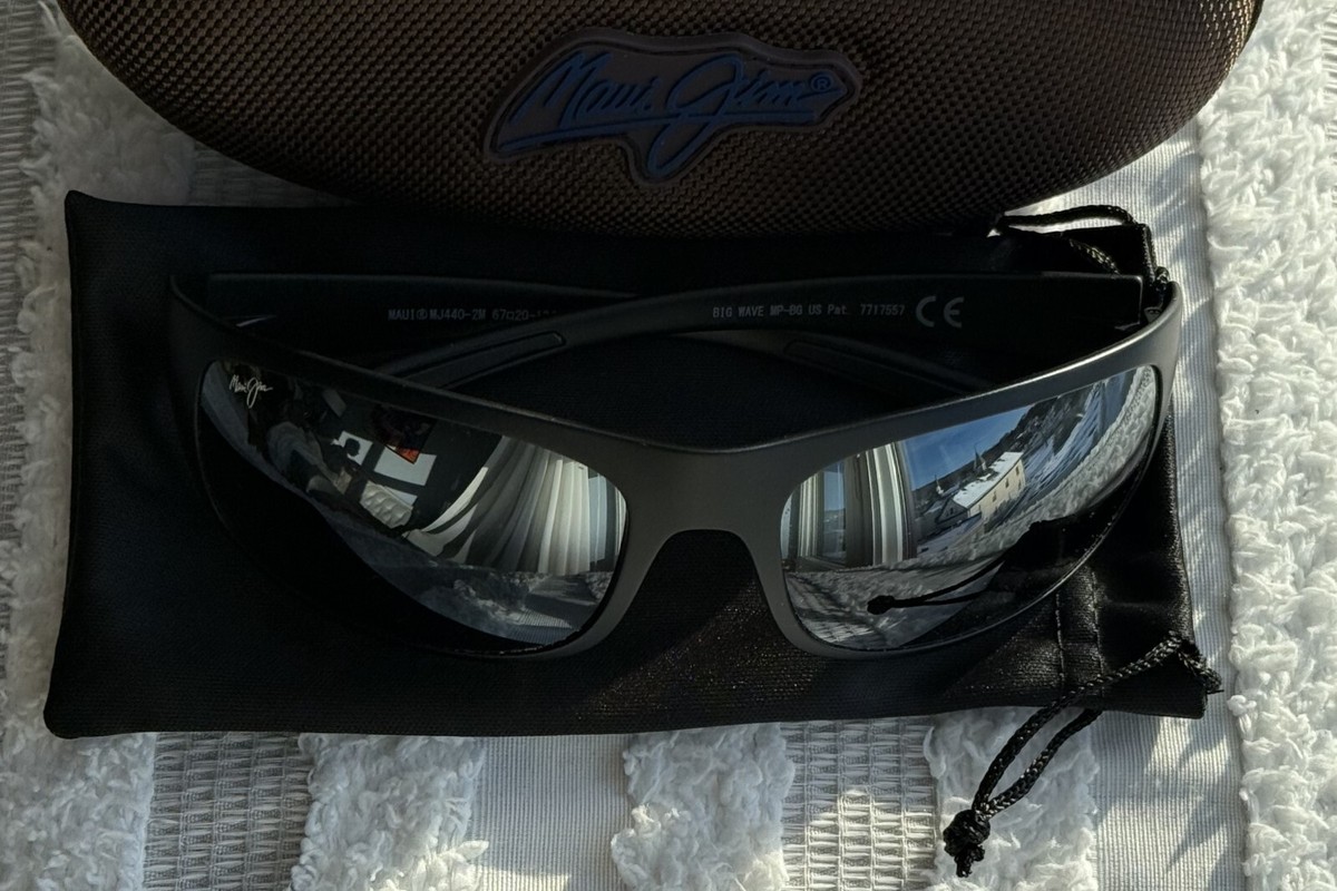 NWT Maui Jim Unisex BIG WAVE MJ440 Sunglasses,Matte Black/Grey Rectangle-Extra L 440 Big Wave main image 2