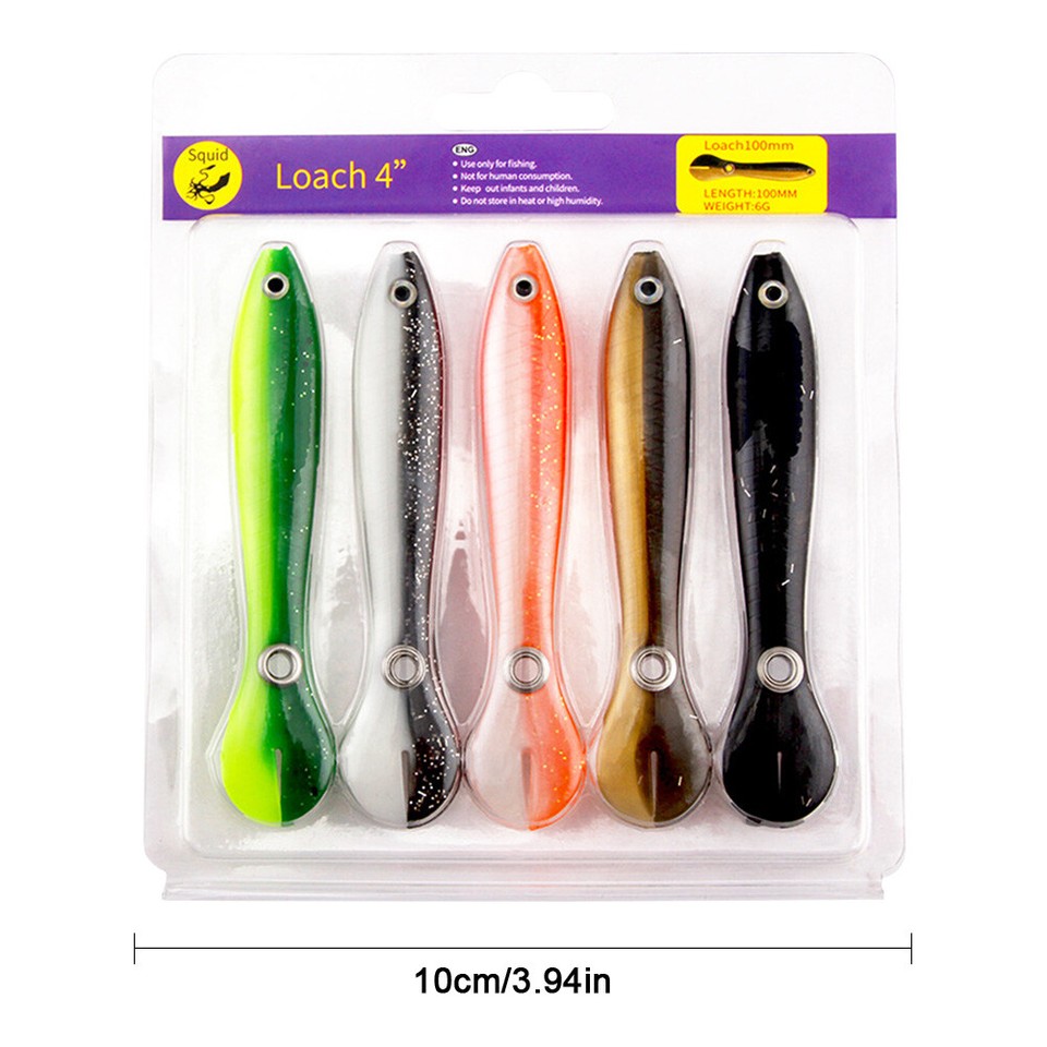♥ 5pcs 10cm Soft Fishing Lures Soft Bait for Bass Pike Trout Fishing