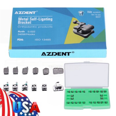 AZDENT Self-Ligating Orthodontic Bracket Kit - Roth .022 Hooks 3-4-5 & 1st Molar Buccal Tube