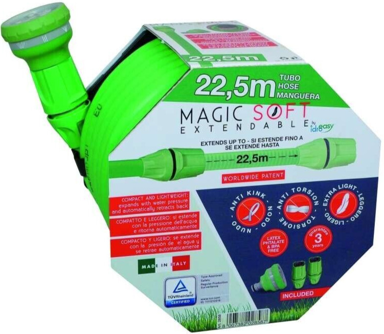 Tubo acqua estensibile per giardino irrigazione anti  torsione lancia 22,5 Mt