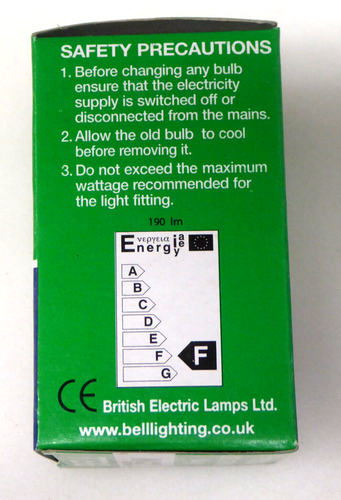 Bell 01650 25W 240V SBC 45mm Clear Dimmable Incandescent Golf Ball Lamp x 10 - Picture 7 of 9