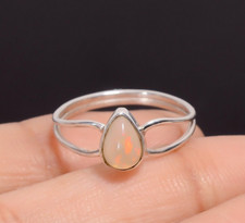 Welo Fire Natural Ethiopian Opal Gemstone 925 Sterling Silver Ring 6.75 US Gift
