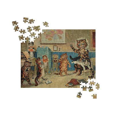 THE NAUGHTY PUSS Jigsaw Puzzle Louis Wain 1898 fine art gift mom cat ailurophile