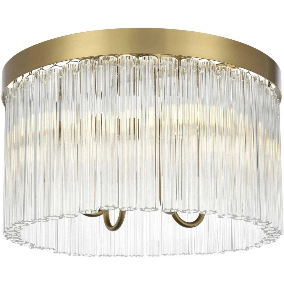 Lámpara de araña de montaje empotrado para techo 4 lámparas de oro satinado calidad vestíbulo de dormitorio Foto 3 de 4