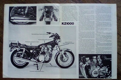 1977 Kawasaki KZ1000 Motorcycle Cycle World Article Reprint