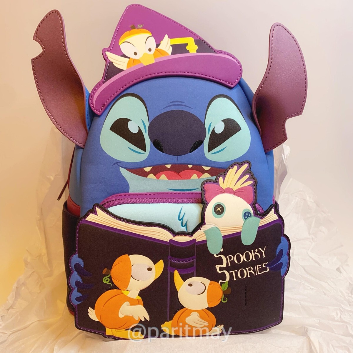 【Lounge Fly】Stitch Exclusive Halloween Glow Mini Backpack Loungefly Exclusive Stitch Spooky Stories Halloween Glow