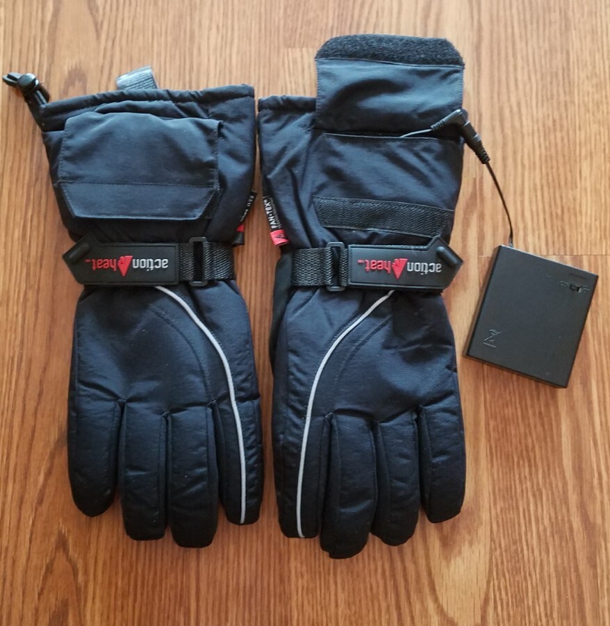 Action Heat Women's Heated Snow Gloves AA Battery Heated One Size Black