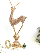 Reindeer Deer gift for mother inlaw Faberge Egg jewelry SET 24k GOLD HAMADE 10ct