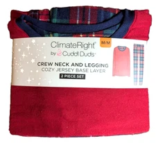 Climate Right Cuddl Duds Women's Jersey Long Sleeve Crew Neck and Legging Size M