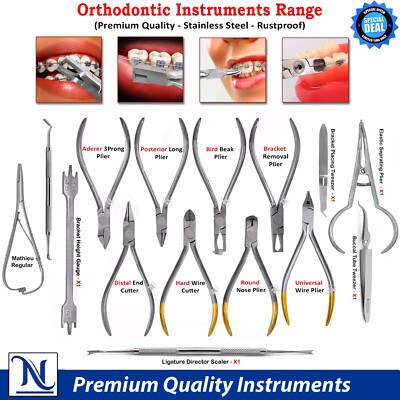Orthodontists Instruments Tools Set Kit Dental Pliers Cutters Band Tweezers