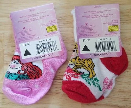 NWT Disney Princess Safety Toes Socks Sz 4-5.5 Shoe Sz 1-5 (2 Pairs) - Picture 3 of 3