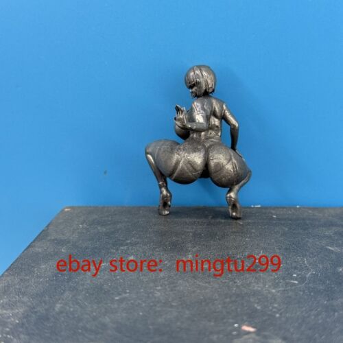 Chinese Old Bronze Copper Statue Hand Carved Sexuality Beauty Girl Figurine Gift - Picture 4 of 11