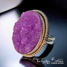   Beautiful Purple Druzy  Sterling Silver Women's Ring - Size 8 Top Specimen  