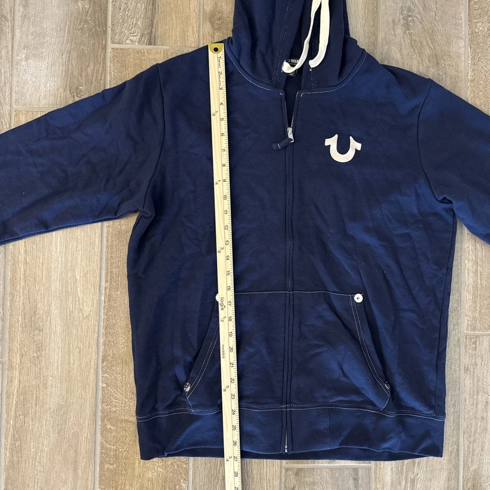 Sudadera con Capucha True Religion Grande T Cremallera Azul Para Hombre Talla XL Polar Patinador Grunge Hip Hop Foto 3 de 4