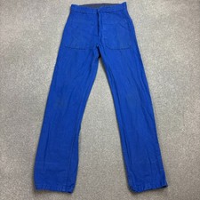 VINTAGE French Trousers Adult 26x30 Blue Workwear Chore Canvas Utility Mens