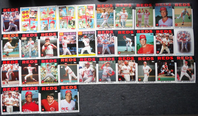 1986 Topps Cincinnati Reds Team Set of 34 Baseball Cards