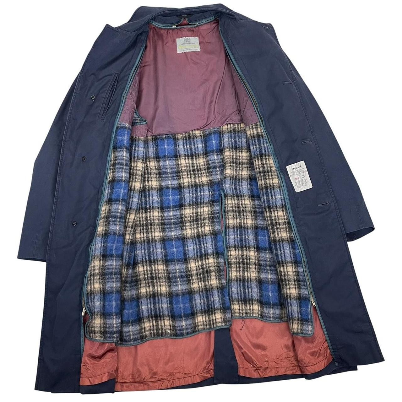 Vintage 80s Aquascutum Navy Blue Aqua 5 Cotton Blend Single Breasted Trench Coat image 5
