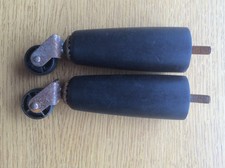 2 Black Metal & Wooden Furniture Legs, Retro Vintage Antique, 1950s 1960s 1970s