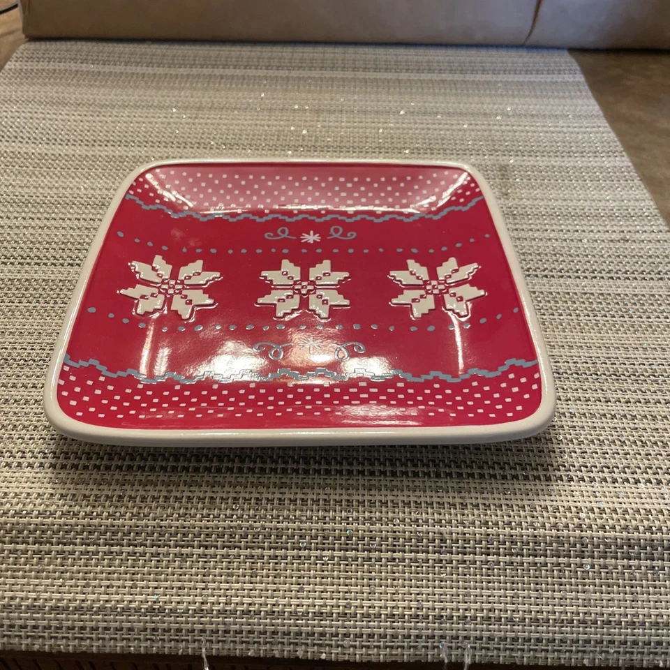 Hallmark Square Ugly Christmas Sweater Dessert Hors d’oeuvre ￼Plate Ceramic - Image 3 of 4