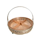 Vintage Pink Depression Glass 4 Divided Candy Nut Relish Dish w/ Metal Holder