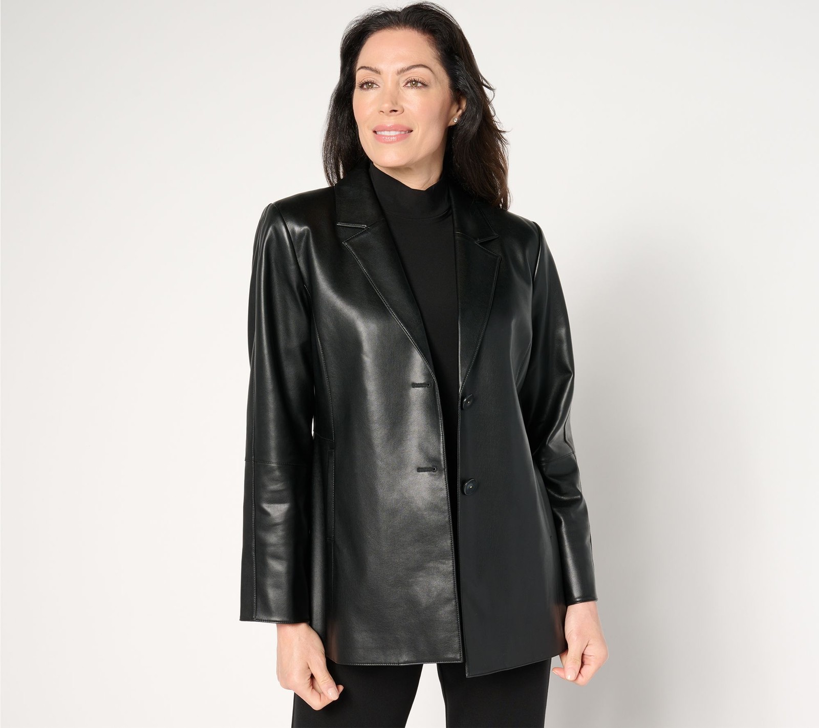 Maya J Women's Jacket Sz M Luxe Faux Leather Black A659814