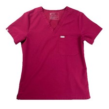 FIGS Womens Scrub Top Catarina One Pocket Dark Magenta Sz Small Medical Vet