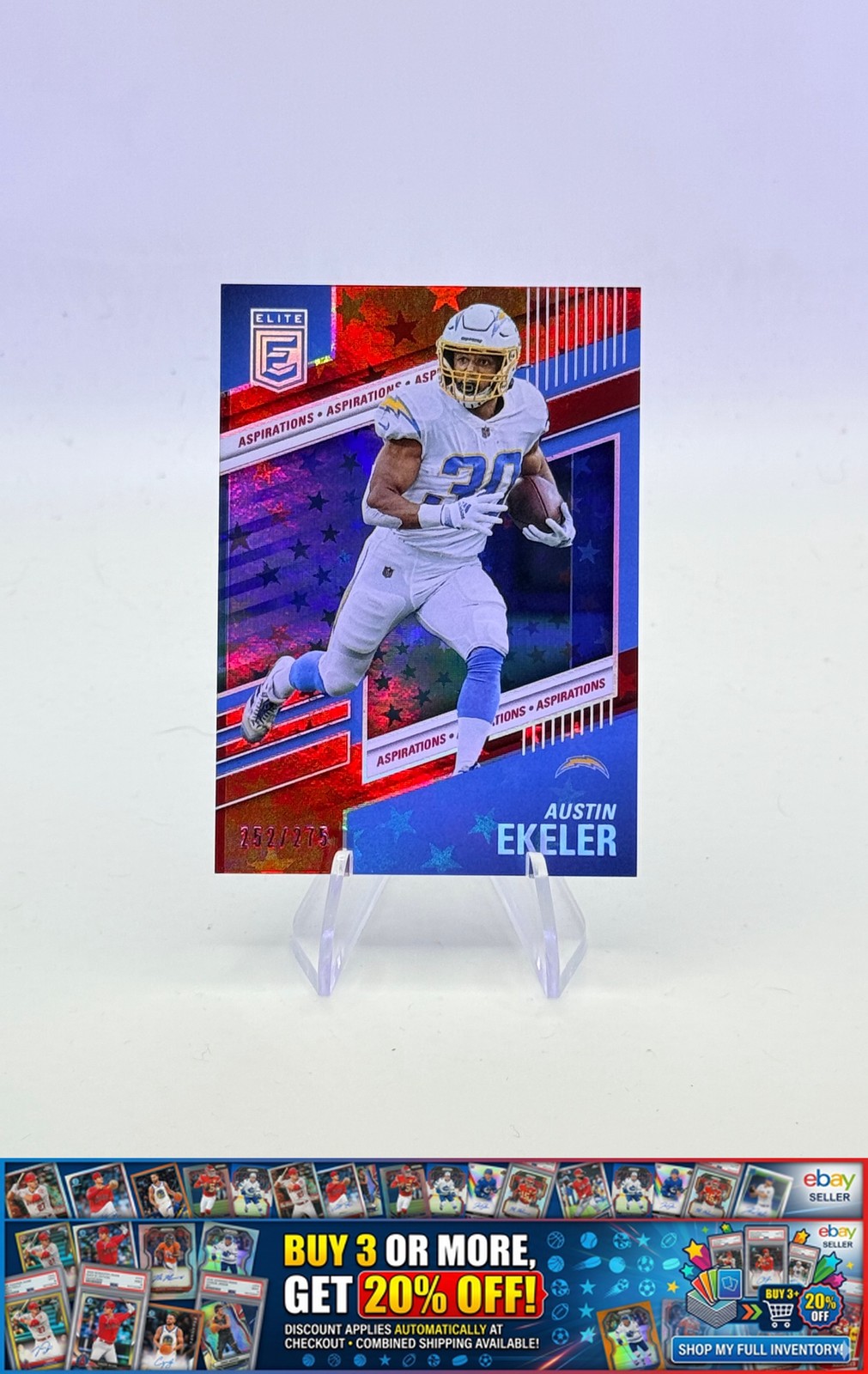 2022 Donruss Elite Austin Ekeler #43 Aspirations Stars Chargers #/275 SP