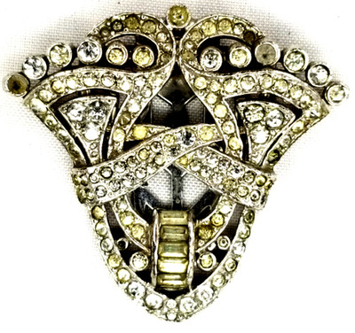 Signed Trifari KTF Brooch Dress Fur Clip Art Deco 1910s Celtic Alfred Philippe