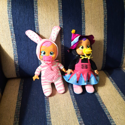 2 Cry Babies Tiny Cuddles Dolls- ''Blair'' (Witch) and ''Coney'' (Bunny) Halloween