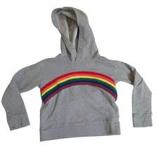 Crewcuts Kids Hoodie Grey Rainbow Stripe Size 6 100 Cotton Long Sleeves Sporty