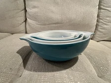 Pyrex Vintage Horizon Blue Cinderella Mixing Bowl Set of 4
