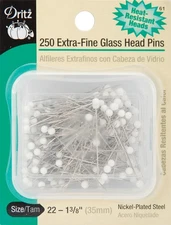 Dritz 61 Extra-Fine Glass Head Pins-Size 22 250/Pkg (3Pk)