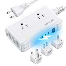 220V to 110V Converter, Universal Travel Adapter with 1 USB A  2 USB C Ports...