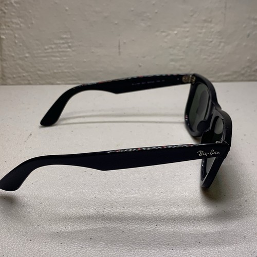 Occhiali da sole Ray-Ban RB2140 originali Wayfarer montatura nera lenti verdi 50 mm unisex - Foto 10 di 12