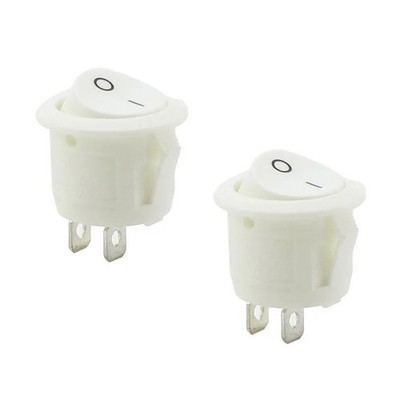 2x Small 5/8'' Round White ON/OFF Rocker Switches Car 12V DC SPST 250V 3A General