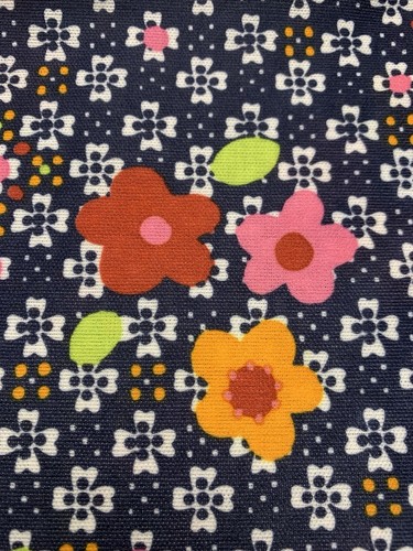Vintage Polyester Knit Fabric Flower Power Stretch Floral Retro Blue 2 Yards - Picture 5 of 18