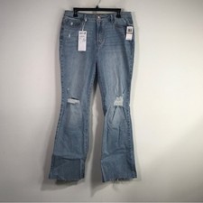 Seven7 Felicity High Rise Slim Flare Distressed Jean, Women's Size 12 -Blue