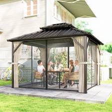 Image of 3 x 3.6 m Hardtop Gazebo Canopy with Double Steel Roof, Aluminium Garden Gazebo