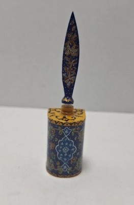 Persian Eyeliner Holder - Made From Camel Bone - Blue Gold & White Color