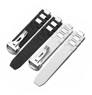 DISMAY 20mm 10mm Silicone Rubber Watch Strap Band For CARTIER 21 Chronoscaph 21