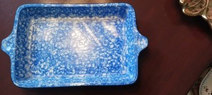 Stangl Town & Country Blue & White Pottery  Dish 7x10- Ca 1950-60's -