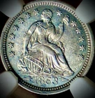 1853 Arrows Seated Liberty Half Dime NGC AU55
